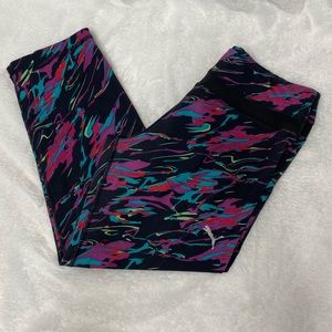 Puma black with multi colored print cropped yoga pants size M
